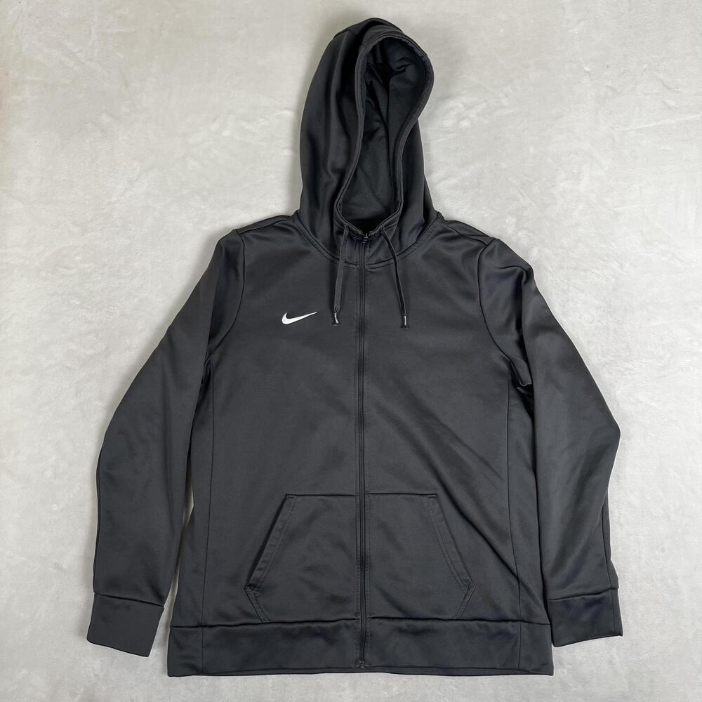 Nike Hoodie Womens Large Gray Dri-FIT Full Zip Sweatshirt Swoosh Logo Athletic